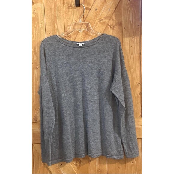 J Jill Merino Wool Washable Sweater Gray Long Sleeve Size XL Minimalist - Picture 1 of 8